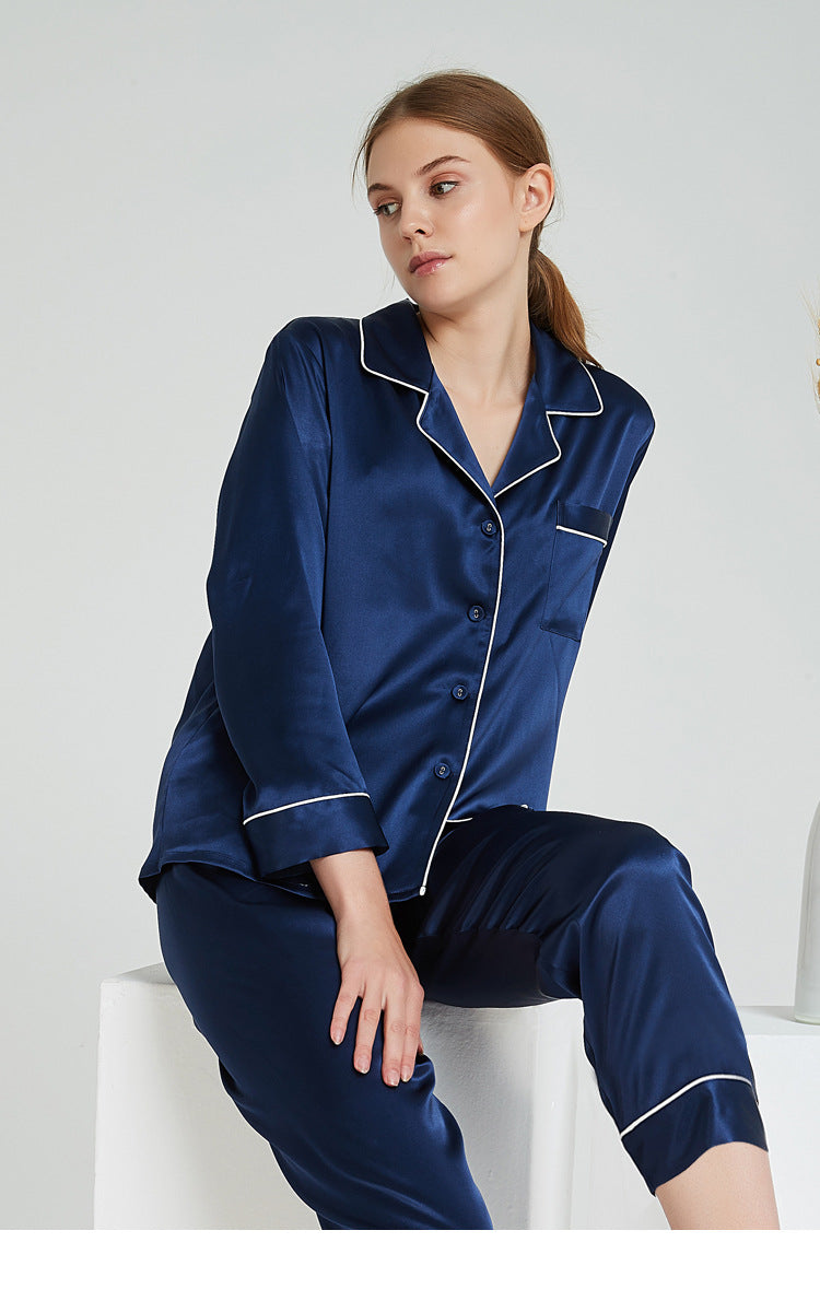 22 Momme Long Sleeve 100% Mulberry Silk Pajama Set – Women's Sleepwear Loungewear