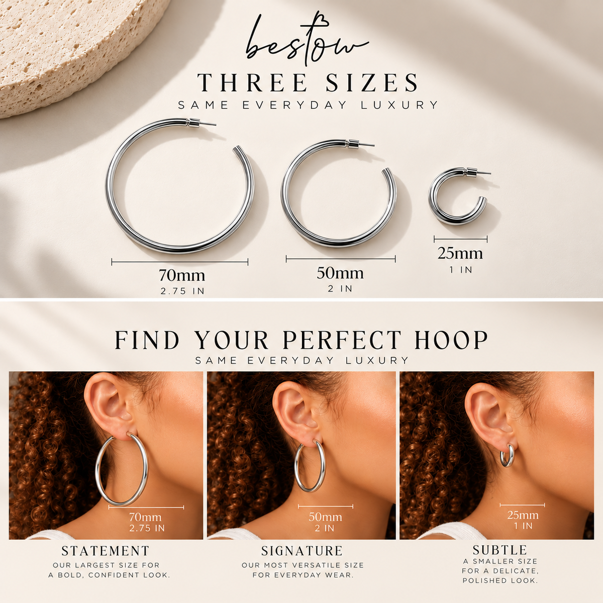 Bestow Classic Hoops - 1in (Silver)