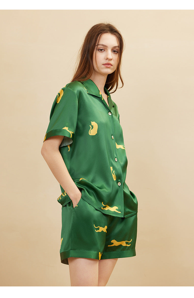 Short Sleeve 100% Mulberry Silk Pajama Set – Women's Sleepwear Loungewear