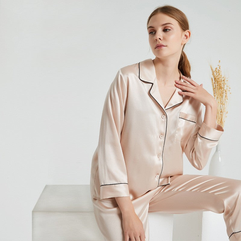 22 Momme Long Sleeve 100% Mulberry Silk Pajama Set – Women's Sleepwear Loungewear