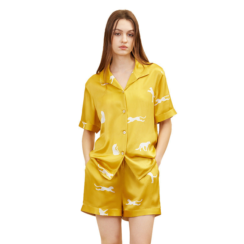 Short Sleeve 100% Mulberry Silk Pajama Set – Women's Sleepwear Loungewear