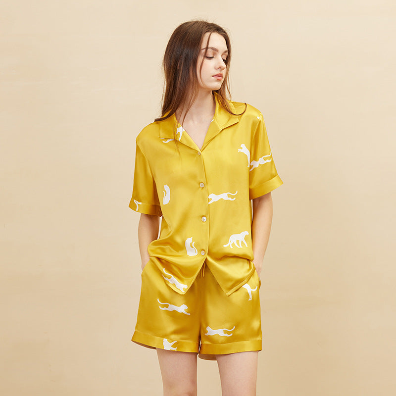 Short Sleeve 100% Mulberry Silk Pajama Set – Women's Sleepwear Loungewear