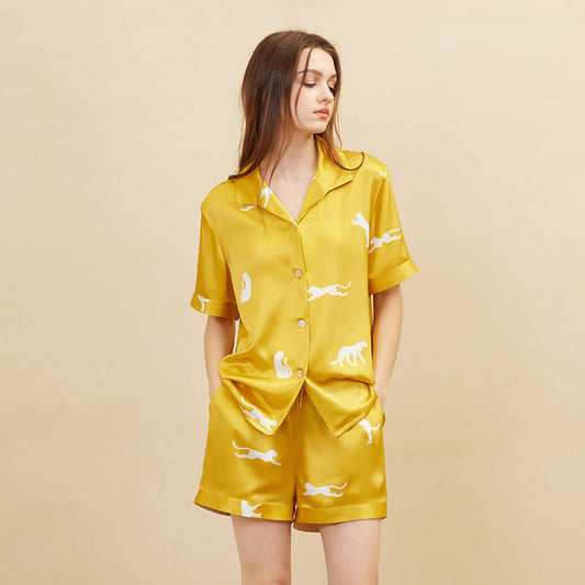 Short Sleeve 100% Mulberry Silk Pajama Set – Women's Sleepwear Loungewear