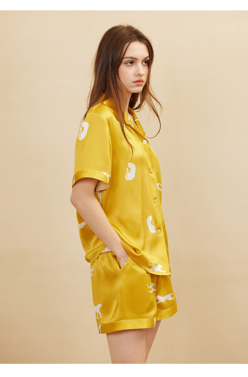 Short Sleeve 100% Mulberry Silk Pajama Set – Women's Sleepwear Loungewear
