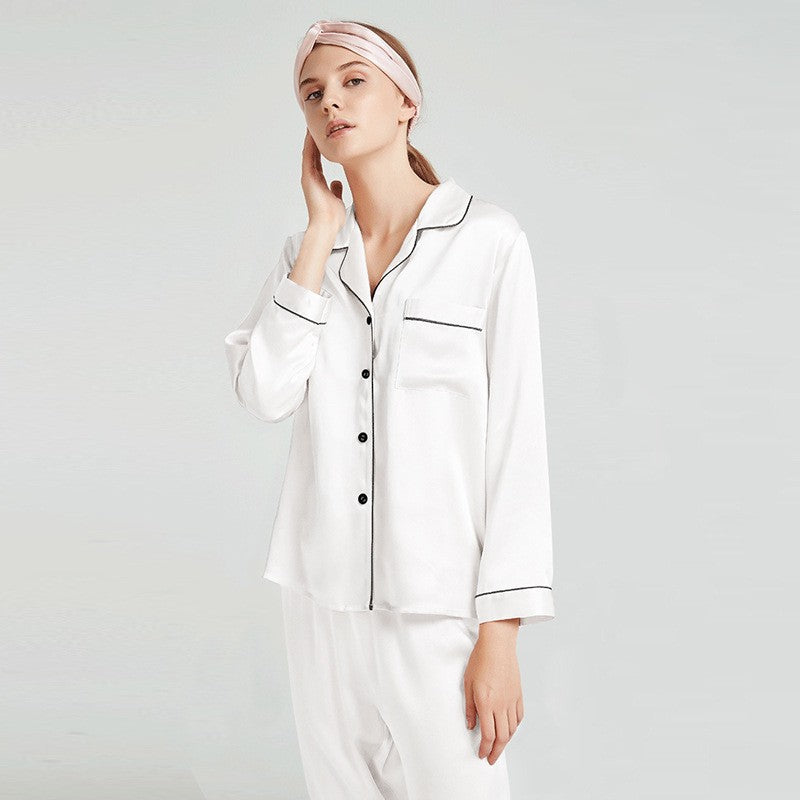 22 Momme Long Sleeve 100% Mulberry Silk Pajama Set – Women's Sleepwear Loungewear