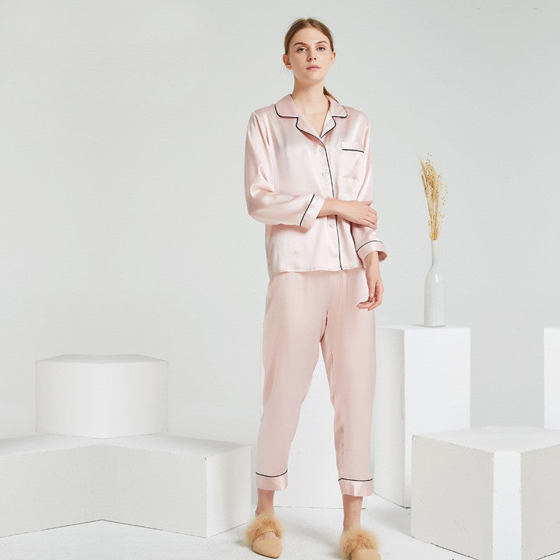 22 Momme Long Sleeve 100% Mulberry Silk Pajama Set – Women's Sleepwear Loungewear