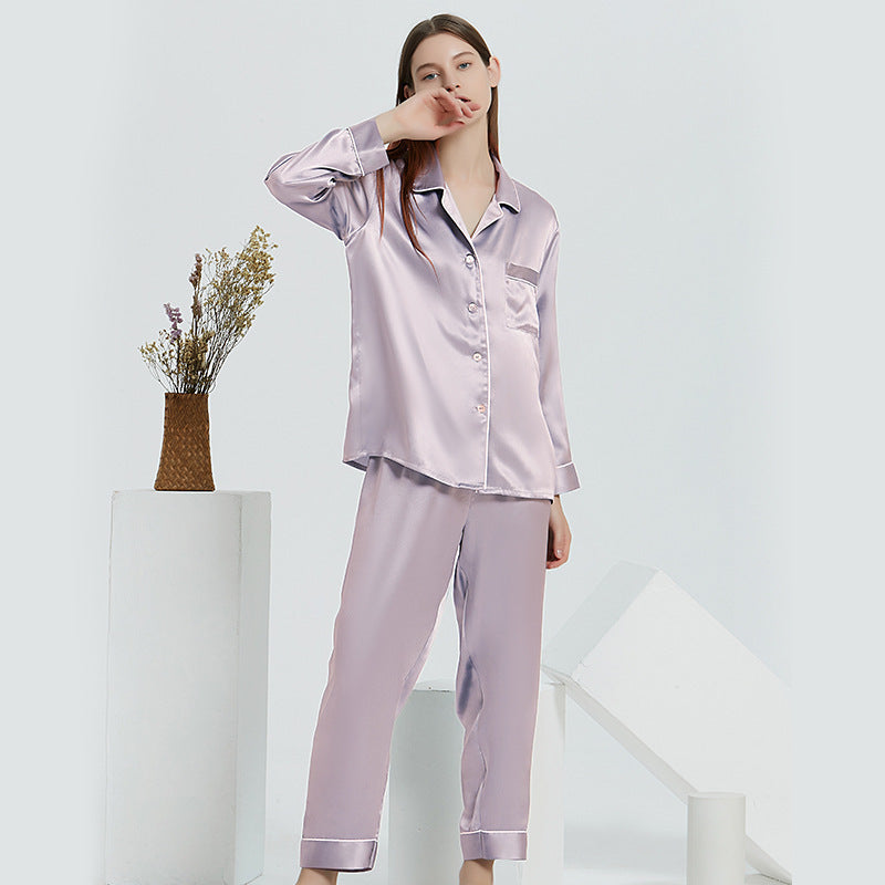 22 Momme Long Sleeve 100% Mulberry Silk Pajama Set – Women's Sleepwear Loungewear