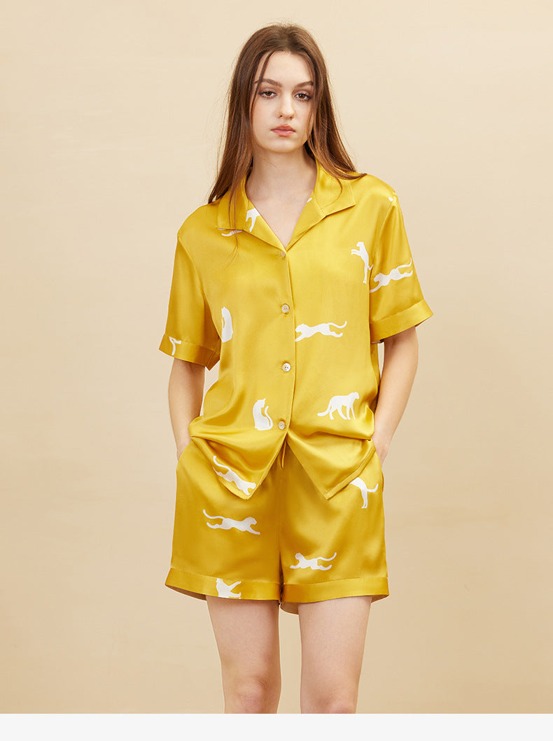 Short Sleeve 100% Mulberry Silk Pajama Set – Women's Sleepwear Loungewear